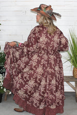 Load image into Gallery viewer, Whispering Blooms Duster - Wine