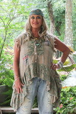 Load image into Gallery viewer, Honeydew Ruffle Tank - Floral Patched