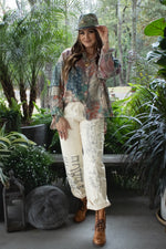 Load image into Gallery viewer, Peace and Love Jeans - Parchment Peace