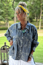 Load image into Gallery viewer, Blue Gardens Embroidered Top