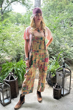 Load image into Gallery viewer, Travels Await Overalls - Patchwork Garden