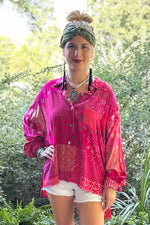 Load image into Gallery viewer, Patchwork Sunrise Top - Magenta JG-150