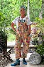 Load image into Gallery viewer, Travels Await Overalls - Patchwork Garden