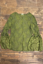 Load image into Gallery viewer, Garden Tea Lace Top - Olive