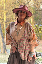 Load image into Gallery viewer, Harvest Treasures Tunic - Apricot Plaid