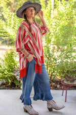 Load image into Gallery viewer, Southwest Sunset Poncho - Scarlet