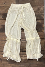 Load image into Gallery viewer, Ruffle It Up Velvet Pants - Parchment
