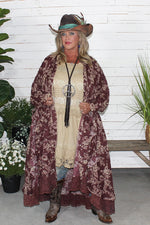 Load image into Gallery viewer, Whispering Blooms Duster - Wine
