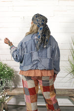 Load image into Gallery viewer, Patchwork Skies Crop Jacket - Chambray

