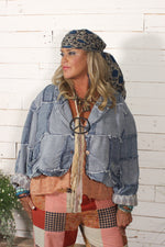 Load image into Gallery viewer, Patchwork Skies Crop Jacket - Chambray
