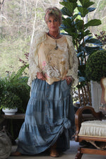 Load image into Gallery viewer, Patchwork Skies Ruffle Skirt
