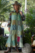 Load image into Gallery viewer, Patchwork Sunrise Duster - Teal JG-235
