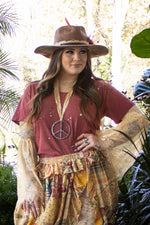 Load image into Gallery viewer, Moon Dance V-Neck Tee - Wine Splatter
