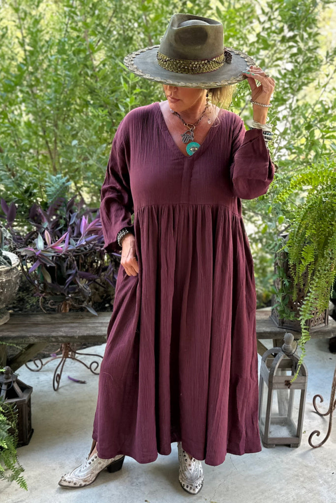 Breezy Afternoon Dress -Plum JG-159