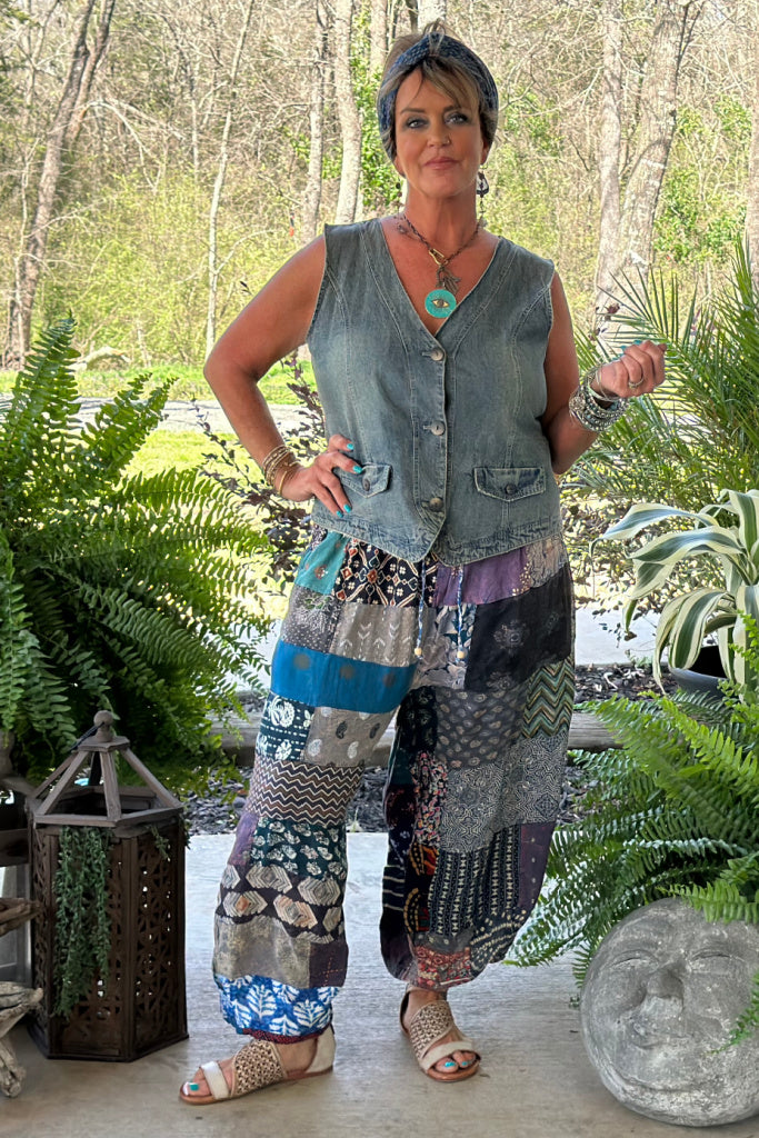 Patchwork Sunrise Pant - Royal JG-207