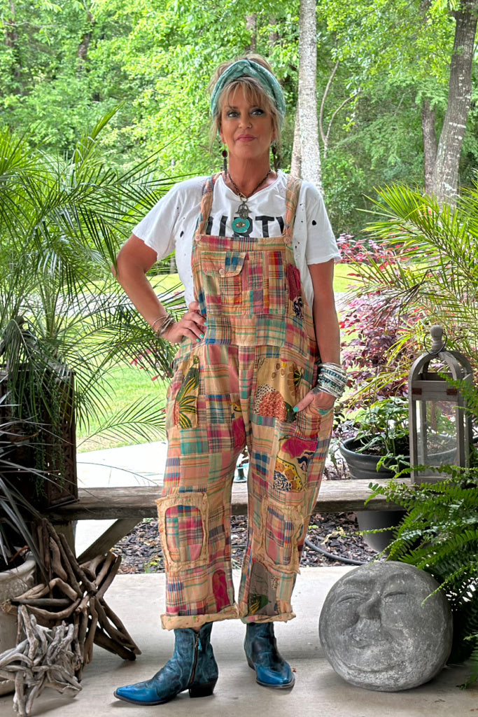 Travels Await Overalls - Patchwork Garden