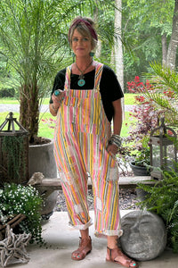 Endless Travels Overalls - Bubble Gum Stripe