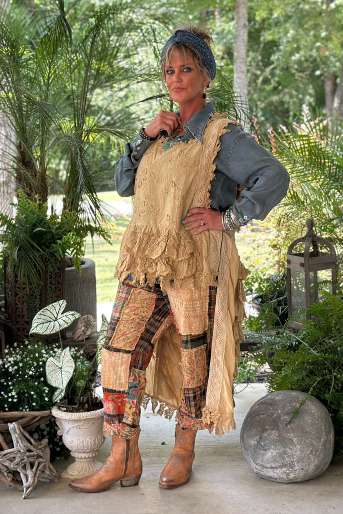 Ruffle Up High-Lo Top - Tea Stain