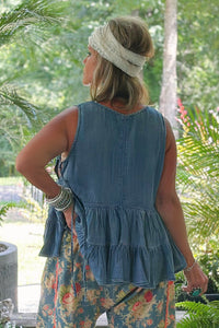 Ruffled About Tank - Chambray
