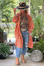 Load image into Gallery viewer, Meadow Strolls Duster - Peach Floral

