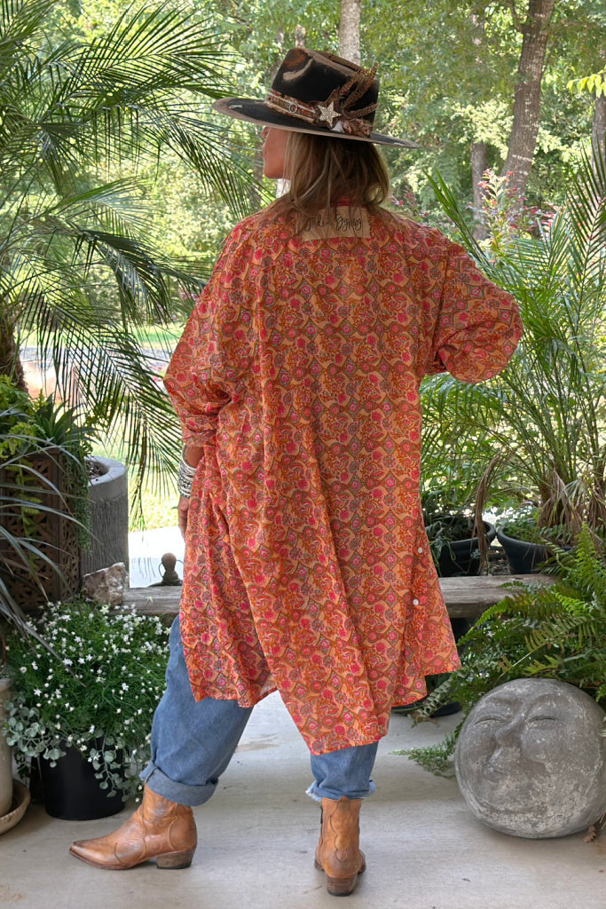 Meadow Strolls Duster - Peach Floral