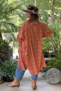 Meadow Strolls Duster - Peach Floral