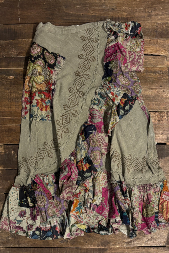 Wander Patch Wrap Skirt - Moss