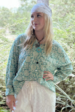 Load image into Gallery viewer, Star Gazing Top - Teal Eyelet
