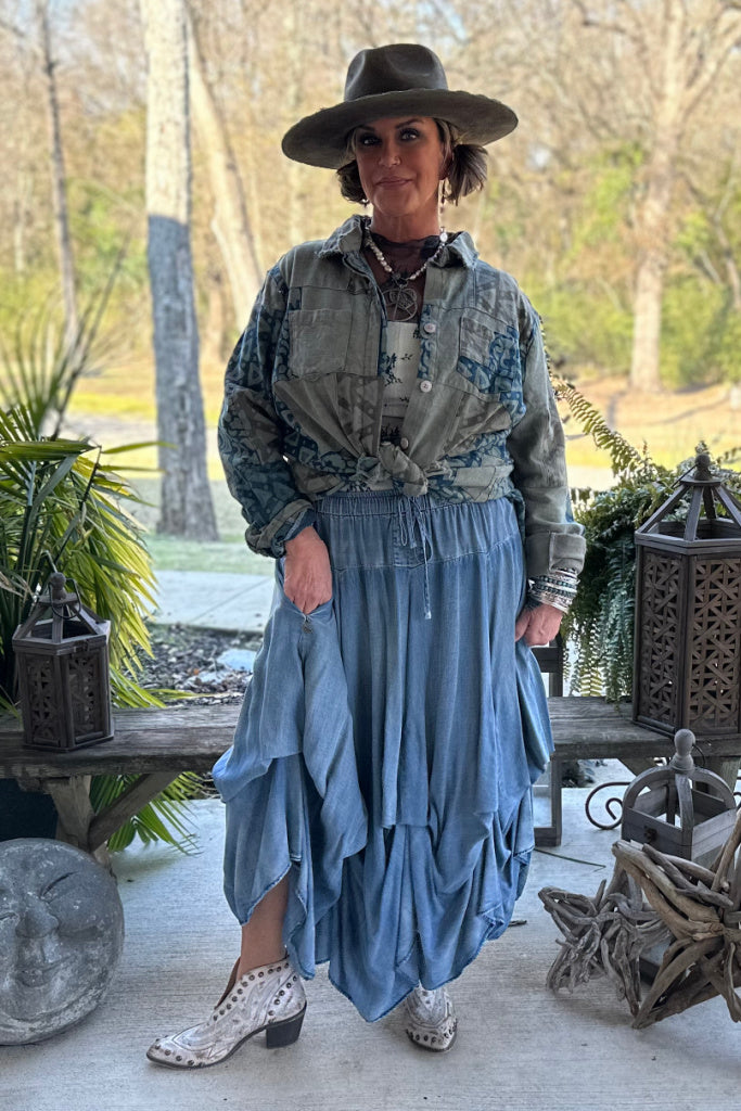 Ruffled Up Skirt - Chambray