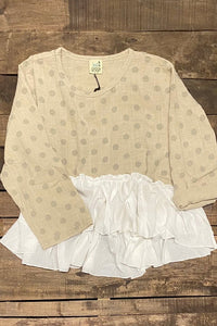 No Looking Back Top - Taupe Dot
