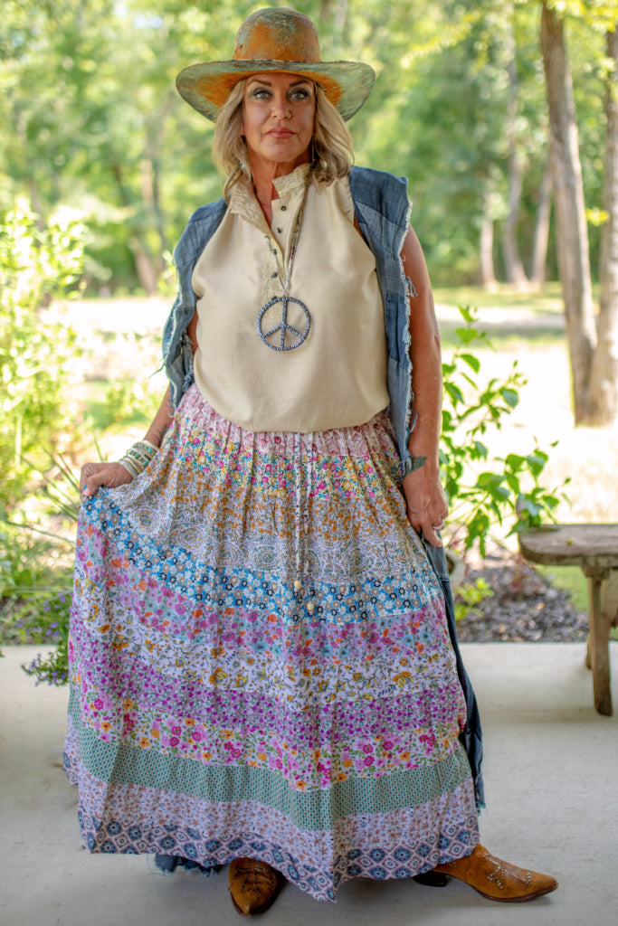 Patchwork Dreams Skirt - Parchment Floral JG-01