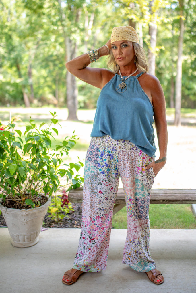 Patchwork Dreams Pants - Floral JG-02 – Jaded Gypsy Wholesale