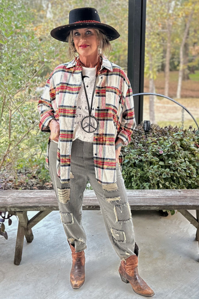 Early Morning Walks Flannel - Red/White