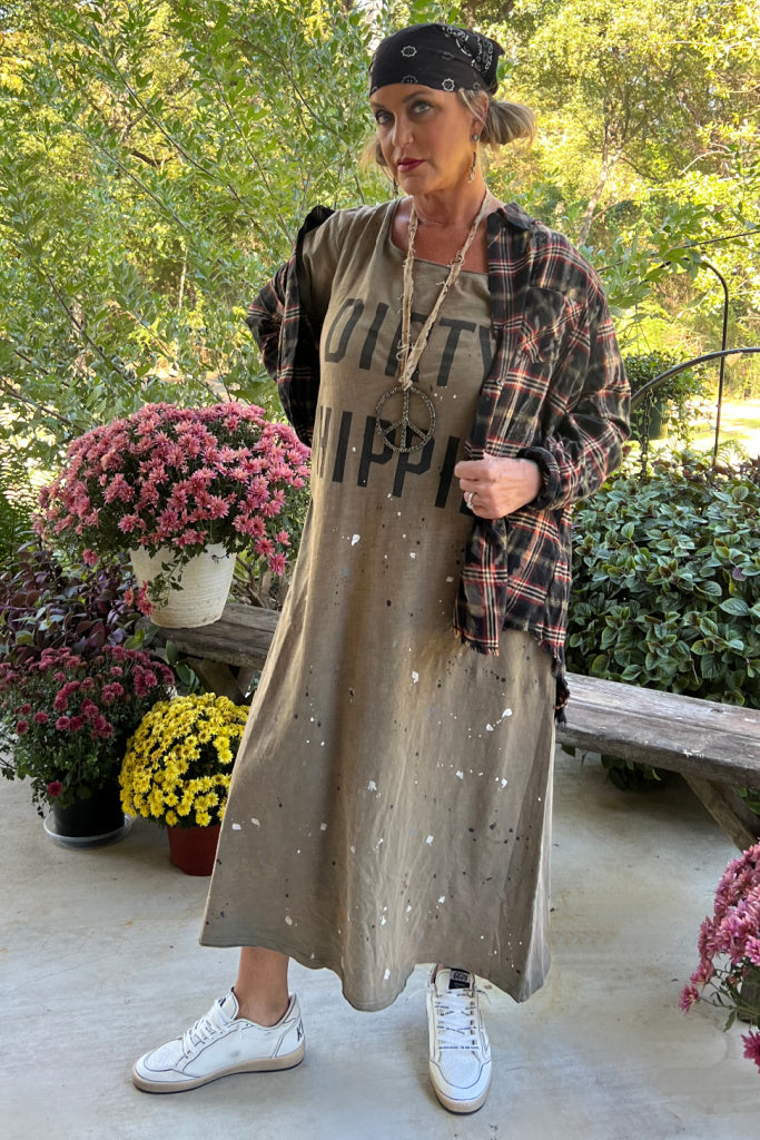 Dirty Hippie Dress - Vintage Olive