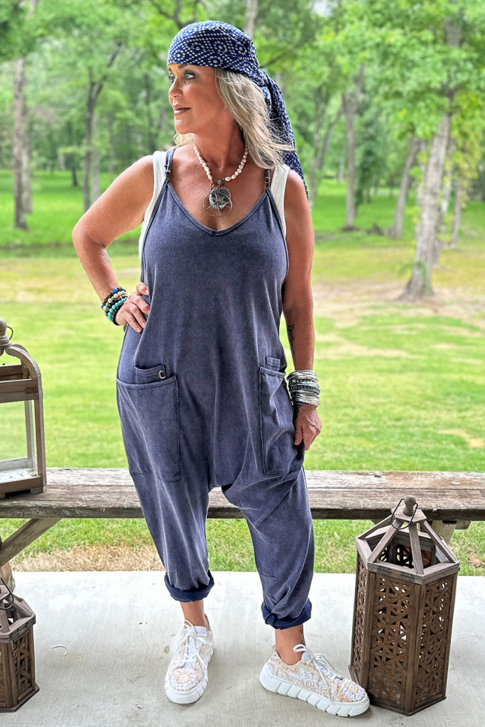 Can't Miss This Romper - Vintage Midnight Blue