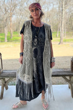 Load image into Gallery viewer, Garden Bliss Fringe Vest - Vintage Stone
