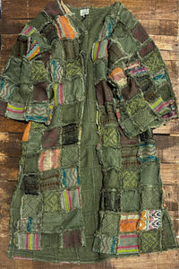 Patchwork Of Many Colors Duster - Olive