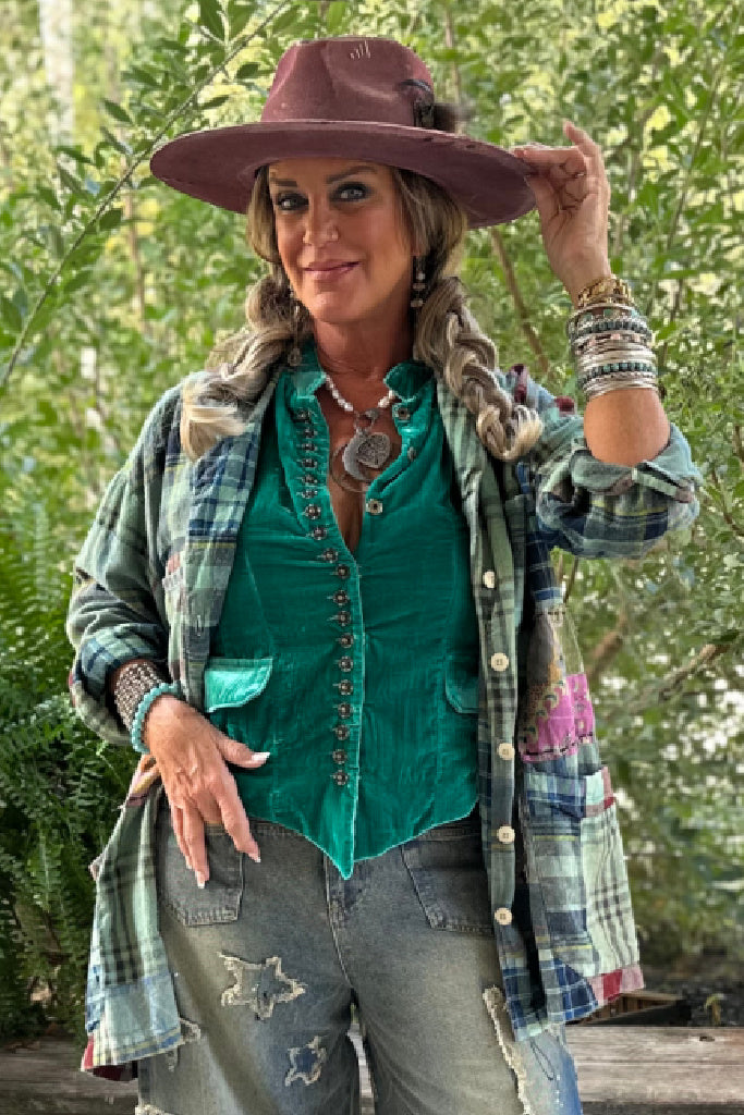 Mesmerized Velvet Vest - Teal