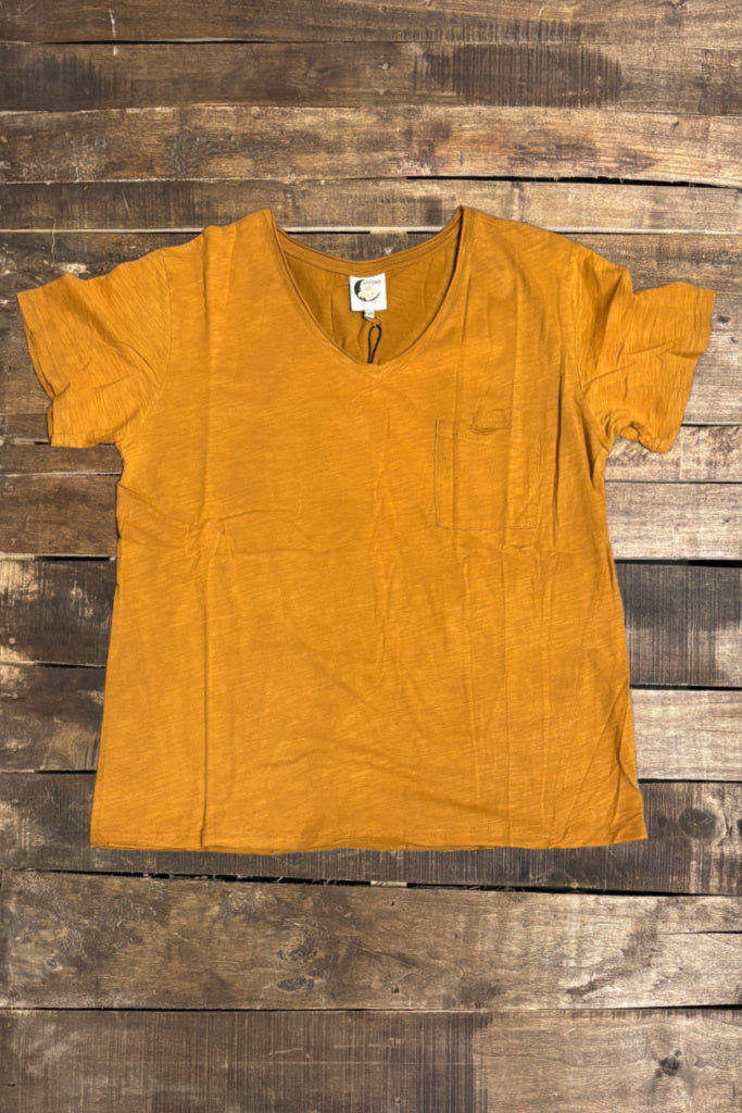 Moon Dance V-Neck Tee - Vintage Mustard