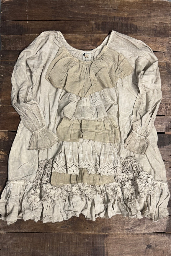 Soft Ruffle Skies Tunic