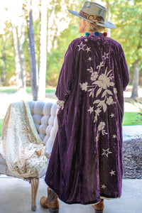 Moonlight Walk Velvet Duster - Dark Plum