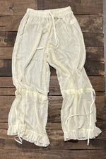 Load image into Gallery viewer, Ruffle It Up Velvet Pants - Parchment
