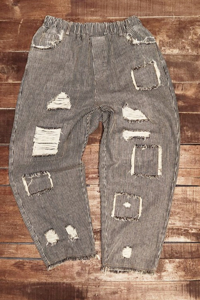 On The Road Striped Crop Pants - Vintage Black