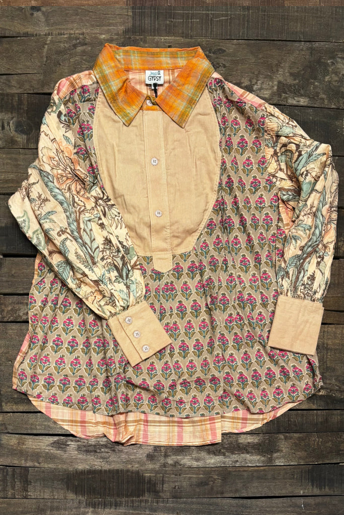 Harvest Treasures Tunic - Apricot Plaid