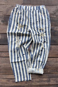Endless Journey Striped Crop Pants - Vintage Navy