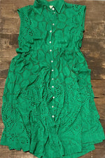 Load image into Gallery viewer, New Beginnings Eyelet Dress - Kelly Green
