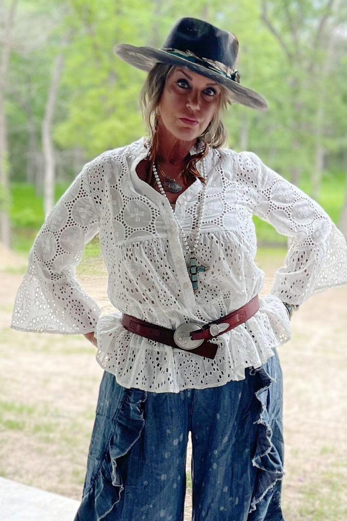 New Day Dawning Eyelet Top - Parchment